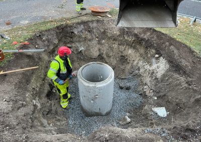 Ny spylekum på drensledning.