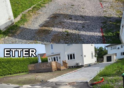 Ny stenlagt innkjørsel.